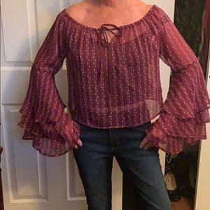 Ladies Bohemian Flare Crop Top.